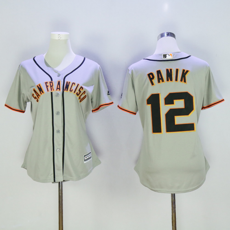 Women San Francisco Giants #12 Panik Grey MLB Jerseys1